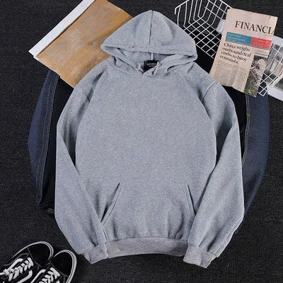 Korean Solid Colored Loose Hooded Sweatshirt Long Sleeved Tops Girlfriends Trendy Women Outerwear