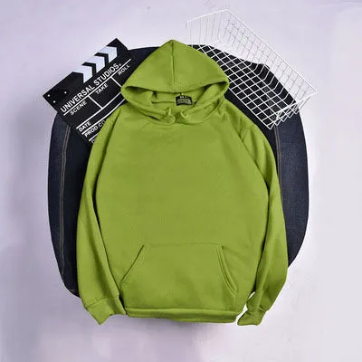 Korean Solid Colored Loose Hooded Sweatshirt Long Sleeved Tops Girlfriends Trendy Women Outerwear