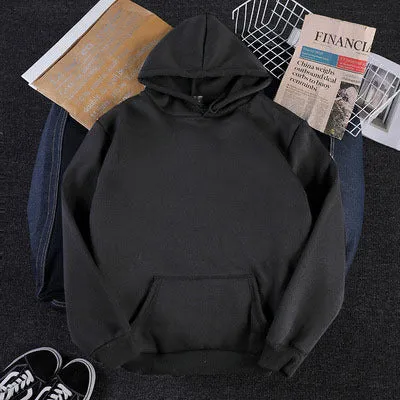 Korean Solid Colored Loose Hooded Sweatshirt Long Sleeved Tops Girlfriends Trendy Women Outerwear