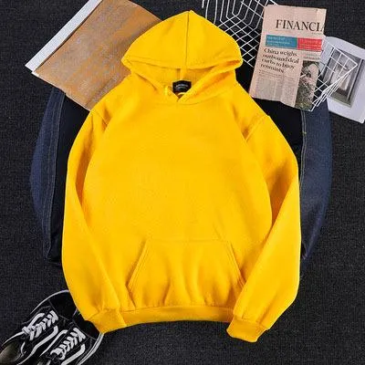 Korean Solid Colored Loose Hooded Sweatshirt Long Sleeved Tops Girlfriends Trendy Women Outerwear