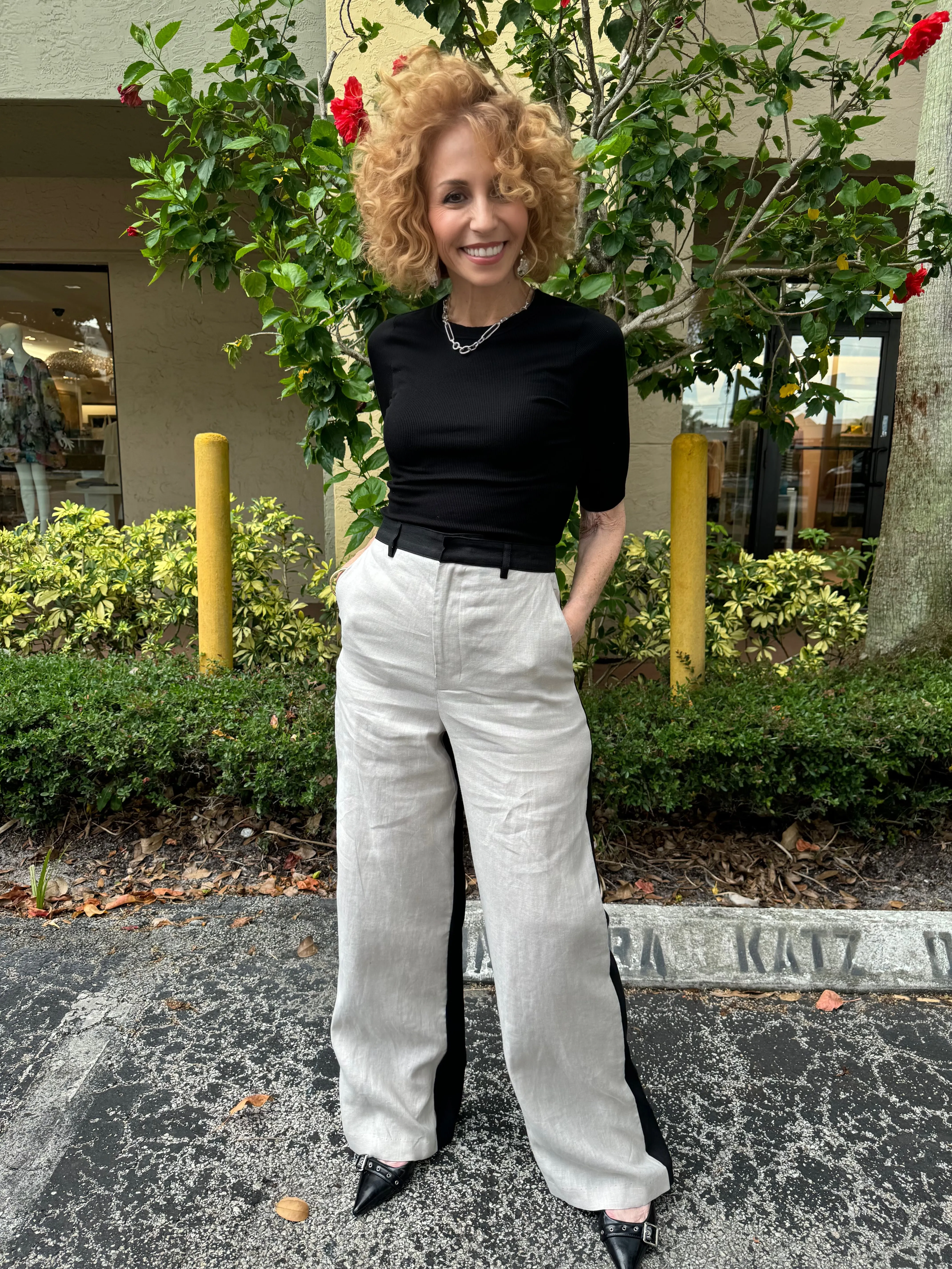 Linen Colorblock Trouser