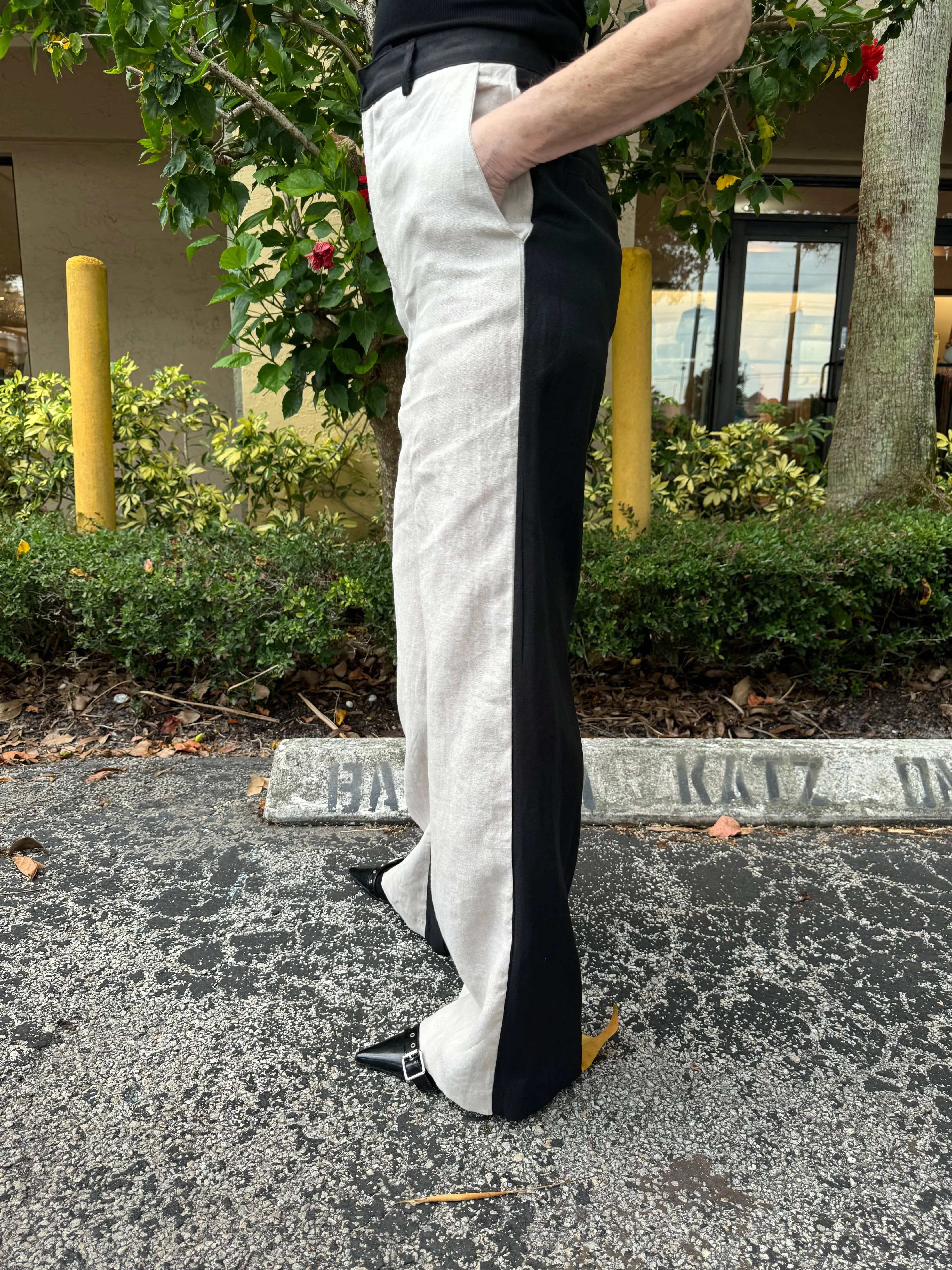 Linen Colorblock Trouser