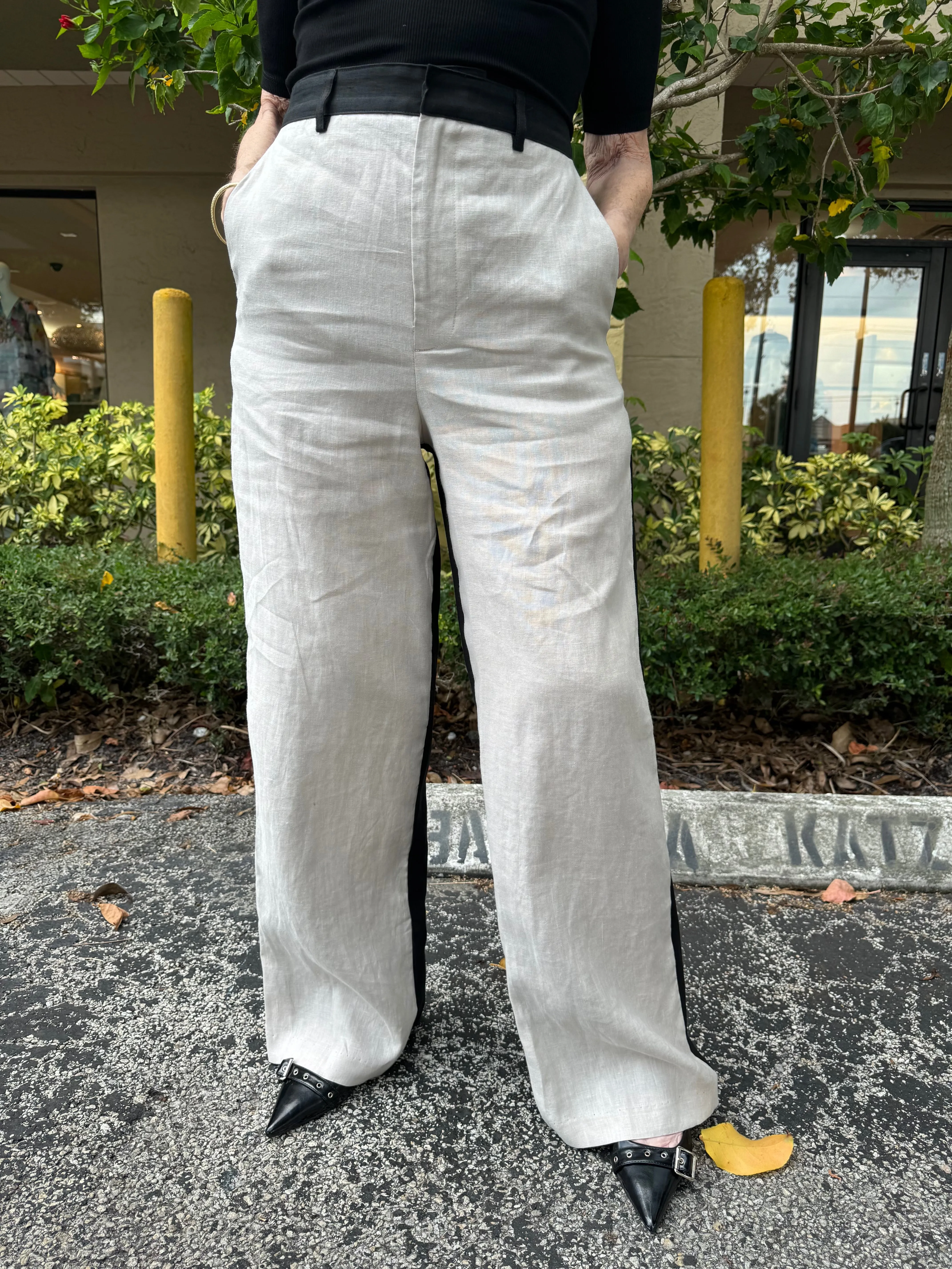 Linen Colorblock Trouser