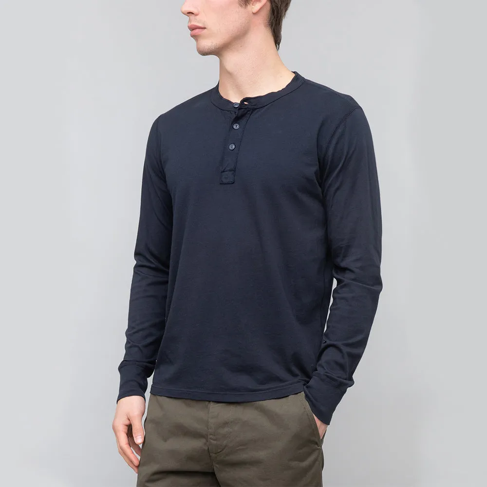 L/S Supima Jersey Henley (Navy)