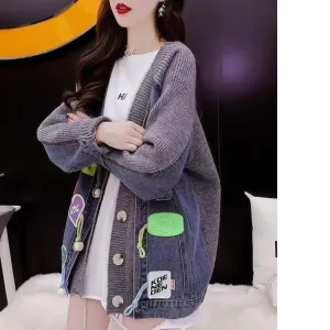 MB FASHION OVERSIZED DENIM SWEATER BUTTON UP JACKET 20396LY