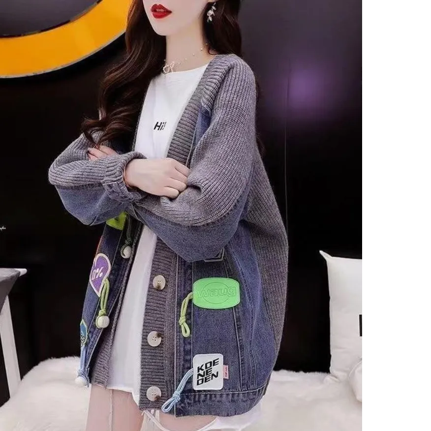 MB FASHION OVERSIZED DENIM SWEATER BUTTON UP JACKET 20396LY