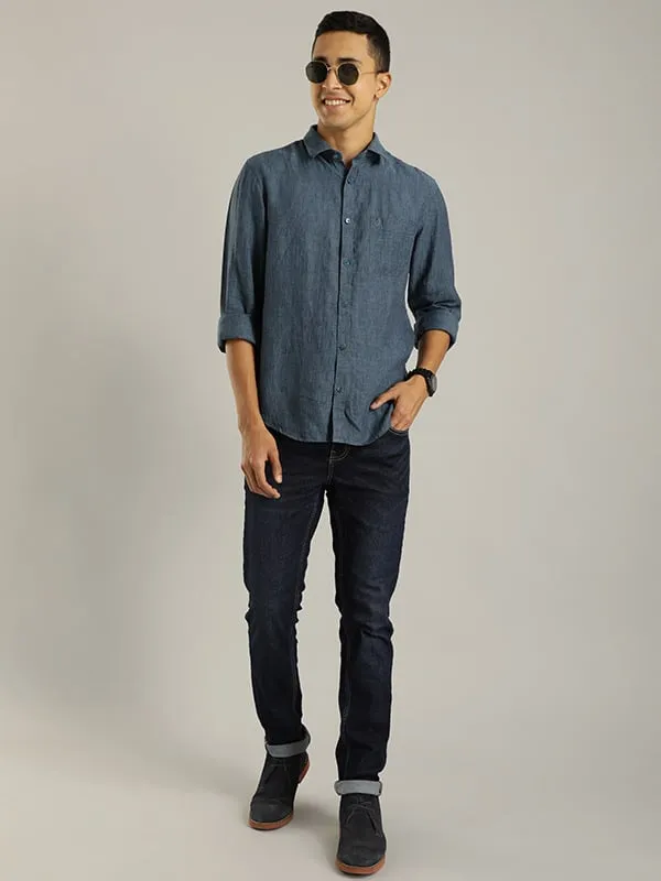 Men Solid Full Sleeve Linen Shirt