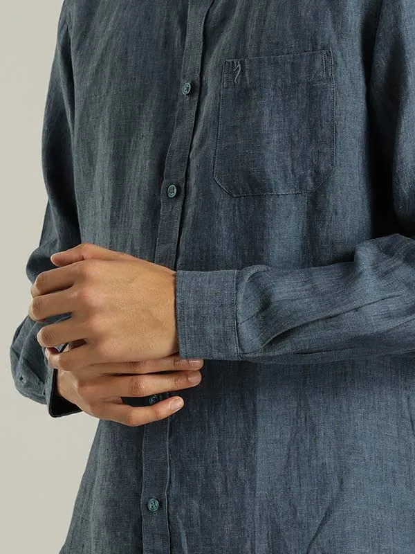 Men Solid Full Sleeve Linen Shirt