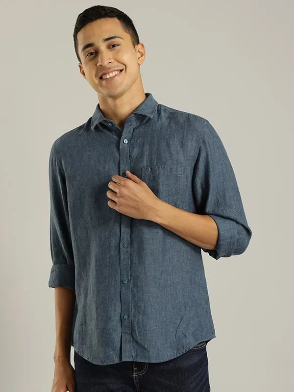 Men Solid Full Sleeve Linen Shirt