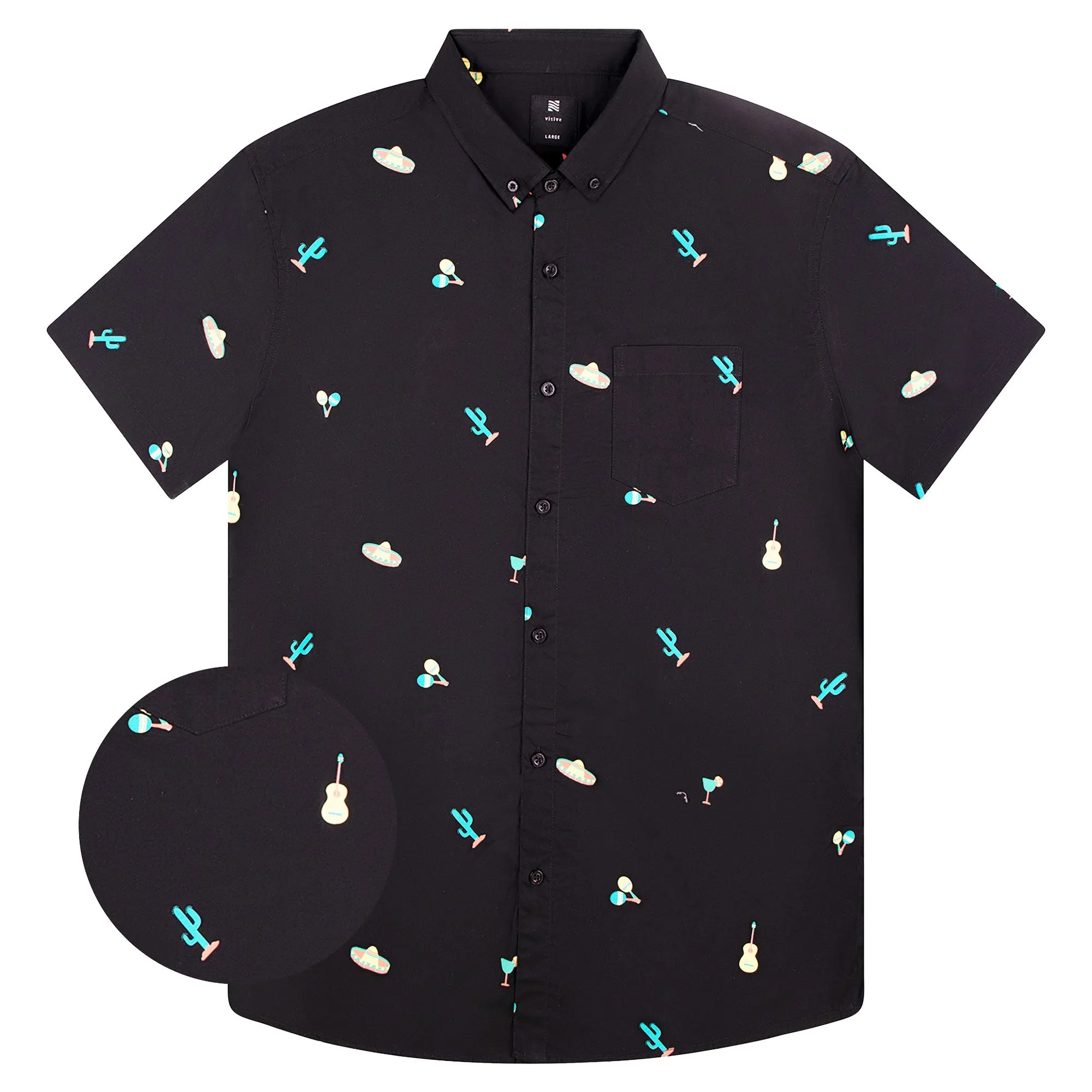 Mens Button Down Shirt - Fiesta ( Stretch )