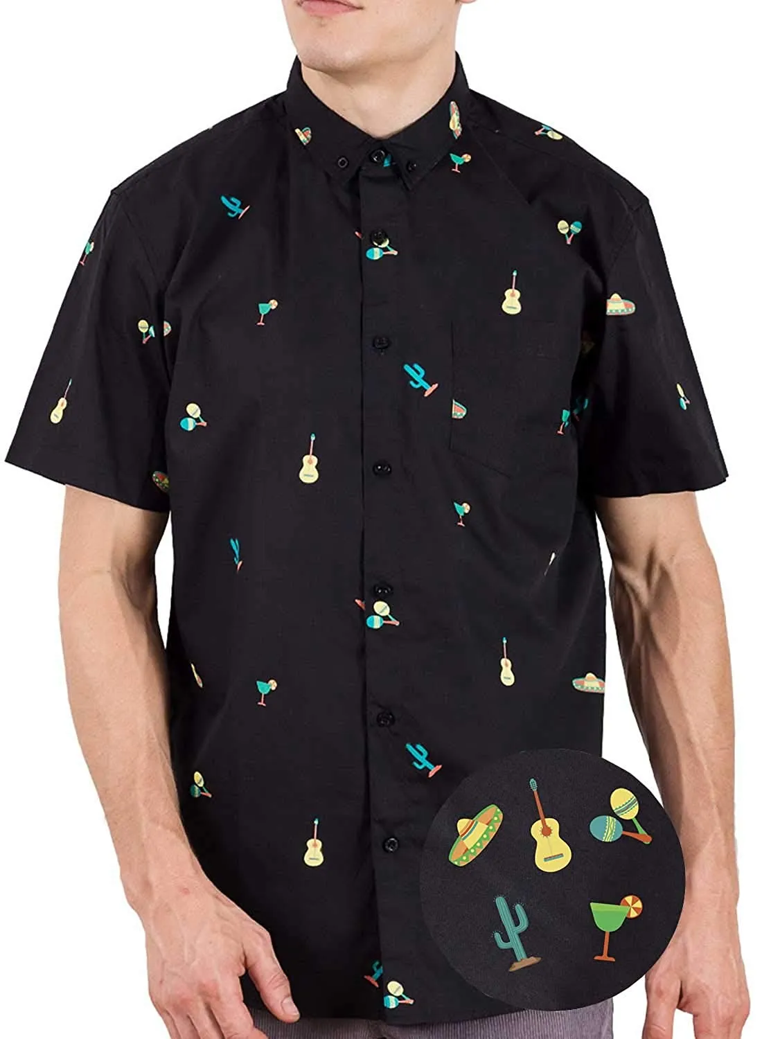 Mens Button Down Shirt - Fiesta ( Stretch )