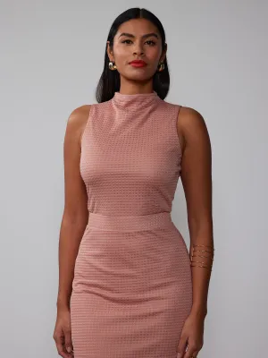 Mock Neck Diamond Knit Top