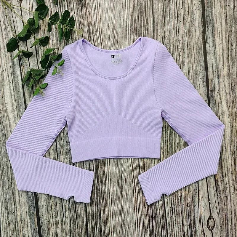 New Half Zipper Seamless Gym crop Tops