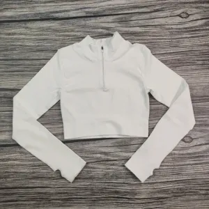 New Half Zipper Seamless Gym crop Tops