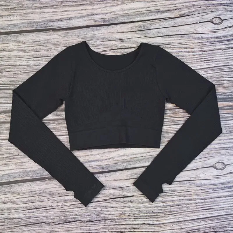 New Half Zipper Seamless Gym crop Tops