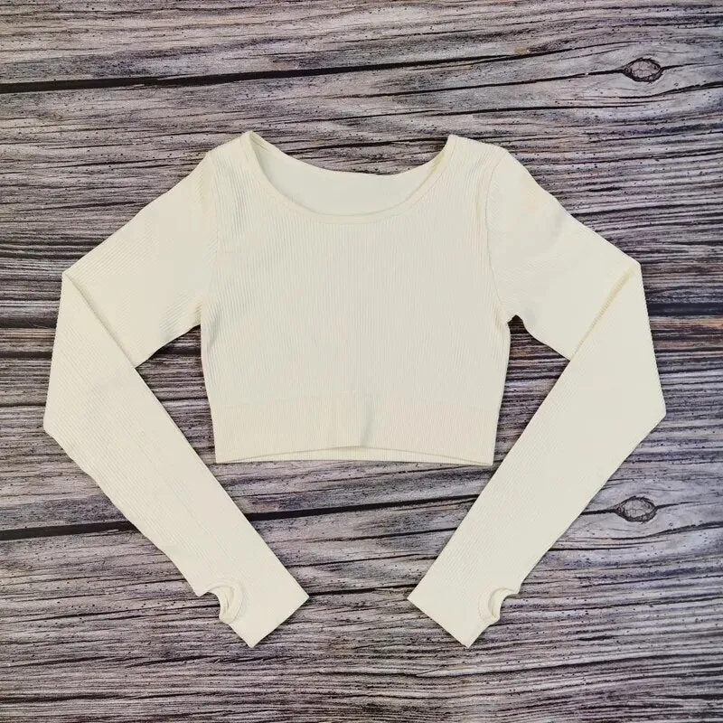 New Half Zipper Seamless Gym crop Tops