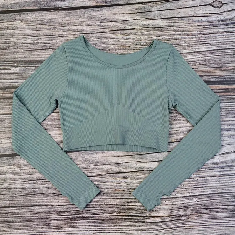 New Half Zipper Seamless Gym crop Tops