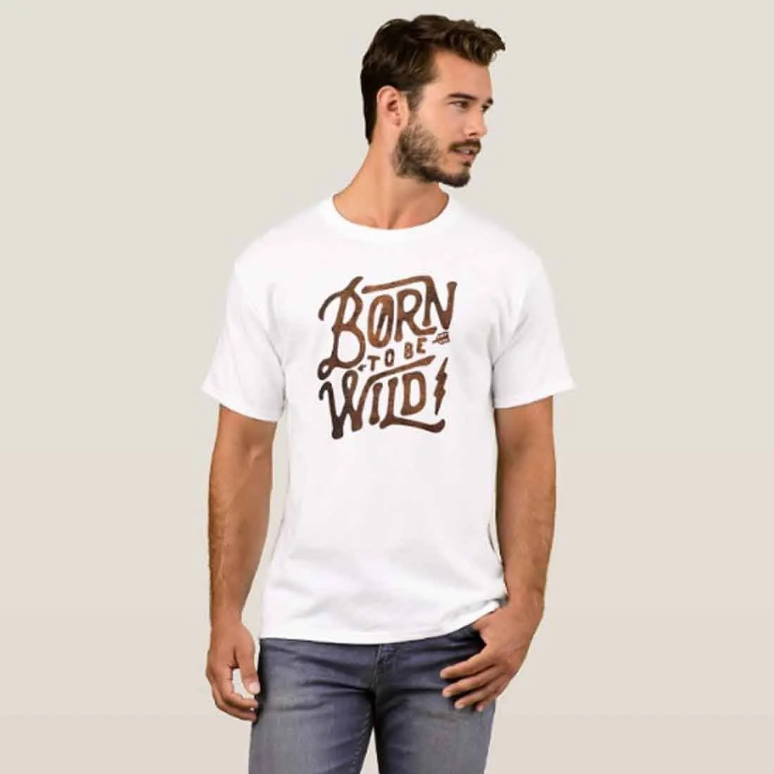 Nutcase Designer Round Neck Men's T-Shirt Wrinkle-Free Poly Cotton Tees - Born to Be Wild