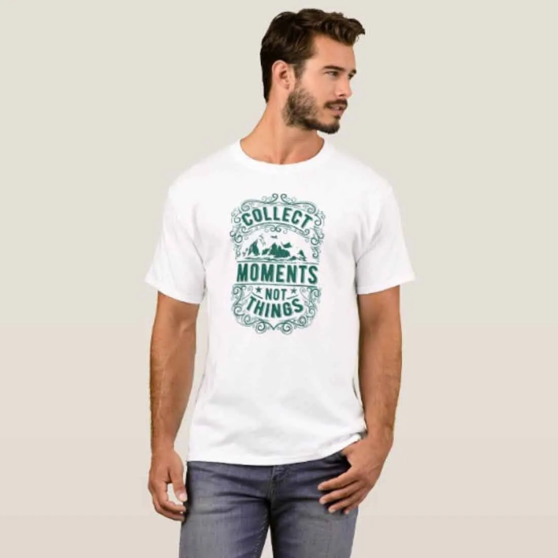 Nutcase Designer Round Neck Men's T-Shirt Wrinkle-Free Poly Cotton Tees - Collect Moments