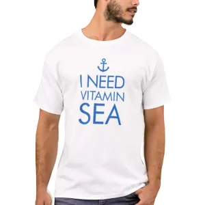 Nutcase Designer Round Neck Men's T-Shirt Wrinkle-Free Poly Cotton Tees - I Need Vitamin Sea