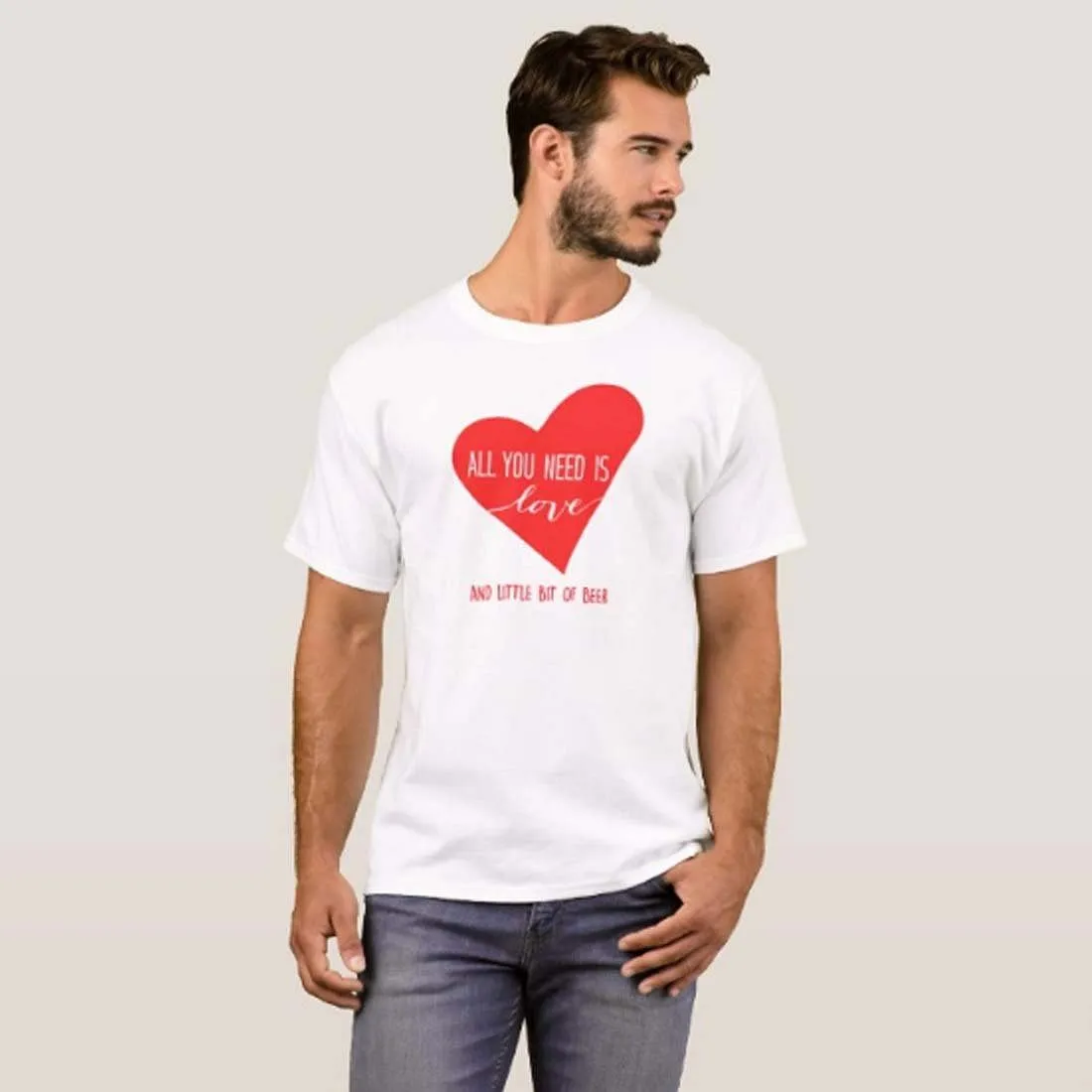 Nutcase Designer Round Neck Men's T-Shirt Wrinkle-Free Poly Cotton Tees - Love and Little Beer