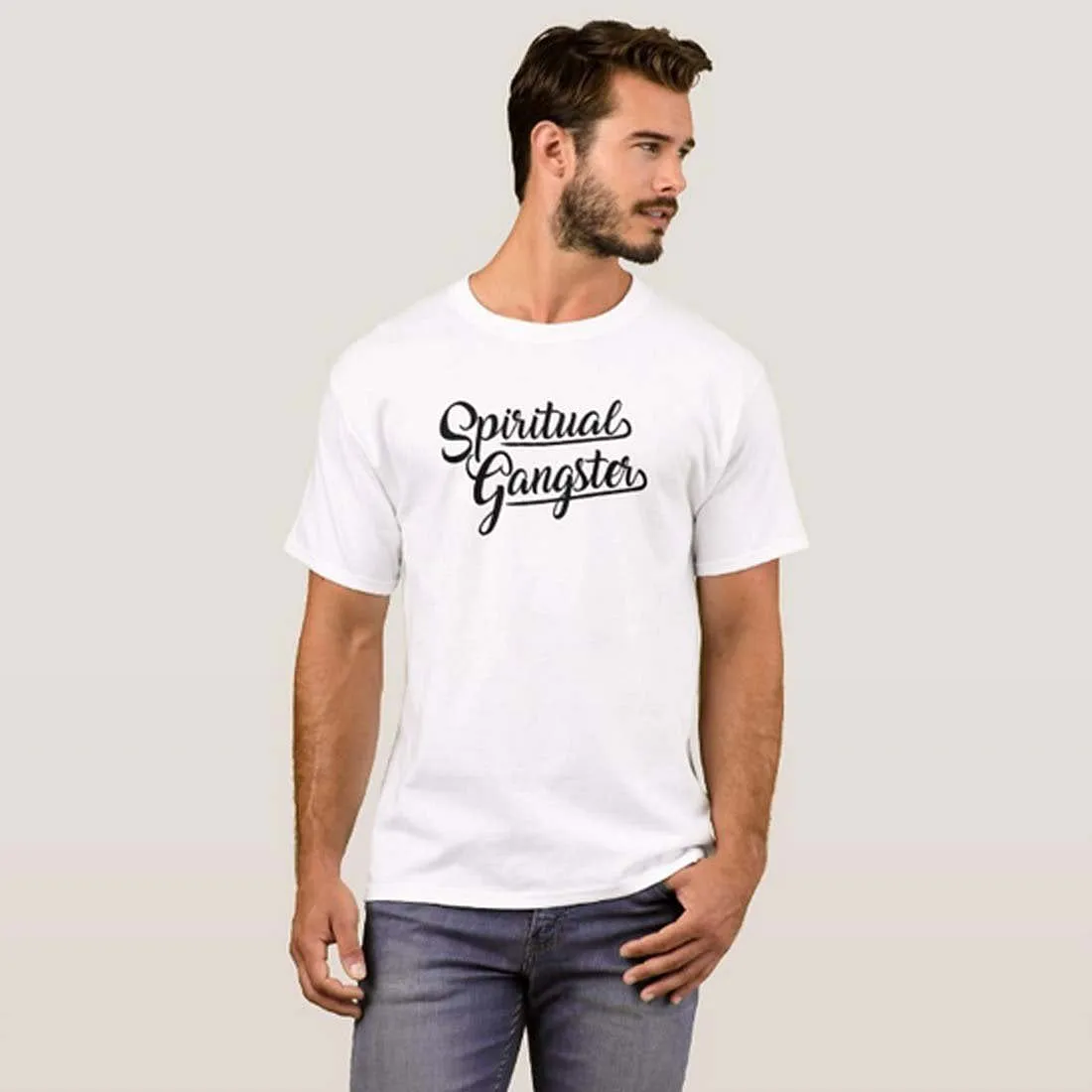 Nutcase Designer Round Neck Men's T-Shirt Wrinkle-Free Poly Cotton Tees - Spiritual Gangster