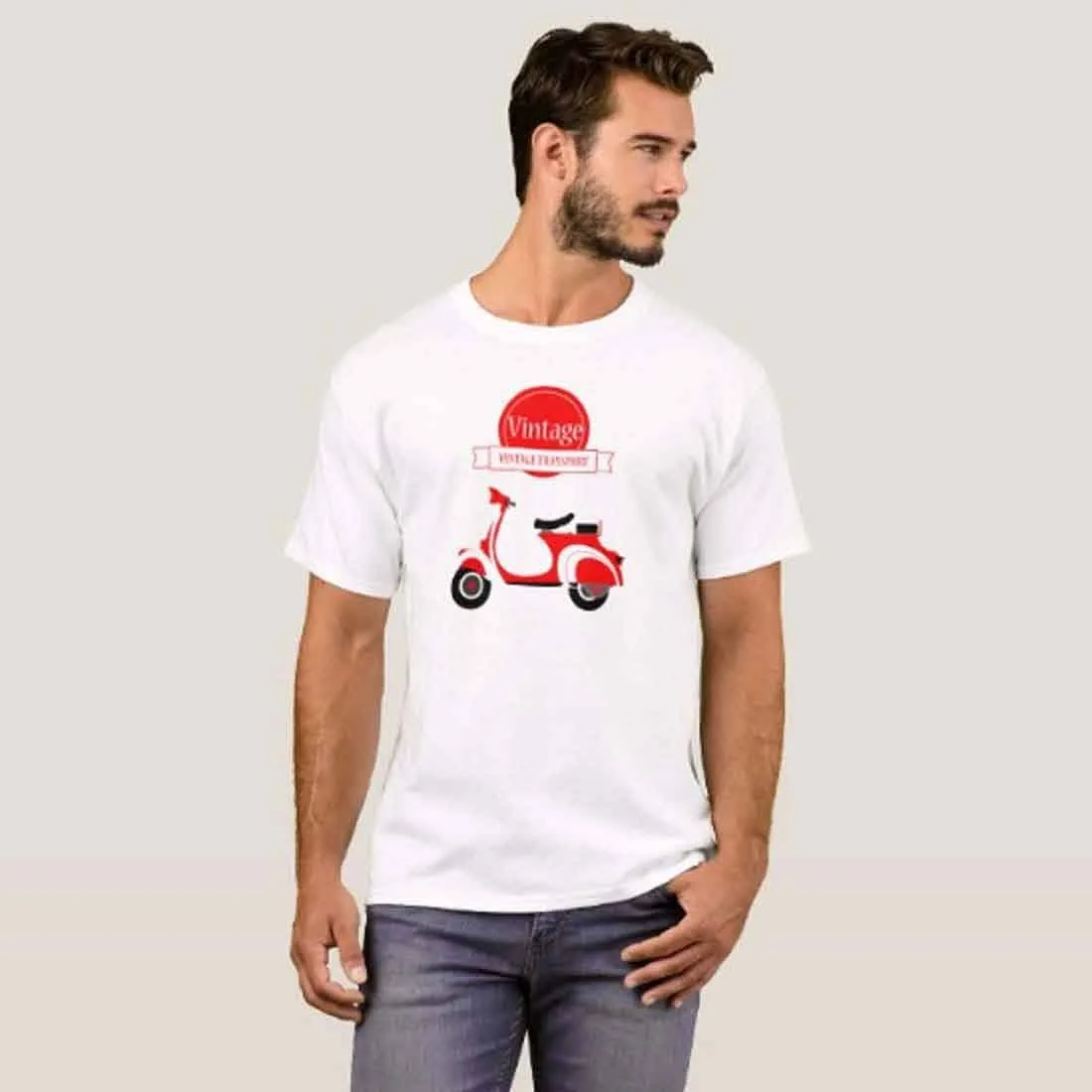 Nutcase Designer Round Neck Men's T-Shirt Wrinkle-Free Poly Cotton Tees - Vintage Transport