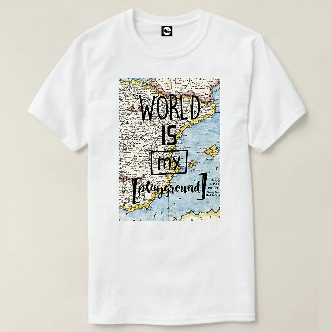 Nutcase Designer Round Neck Men's T-Shirt Wrinkle-Free Poly Cotton Tees - Wolrd is My Playground