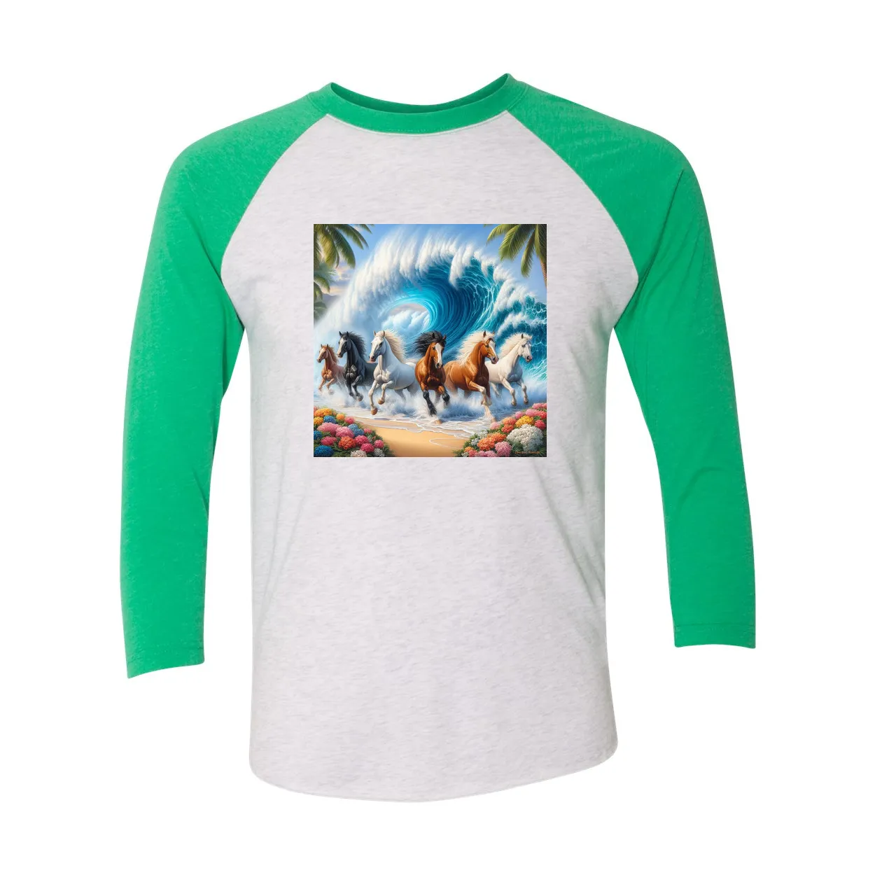 Ocean Herd of Horses 3 4 Sleeve Raglan T Shirts