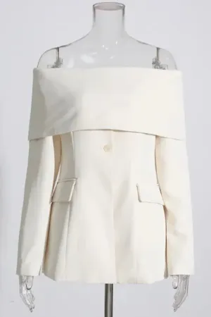 Off Shoulder Single Breasted Blazer