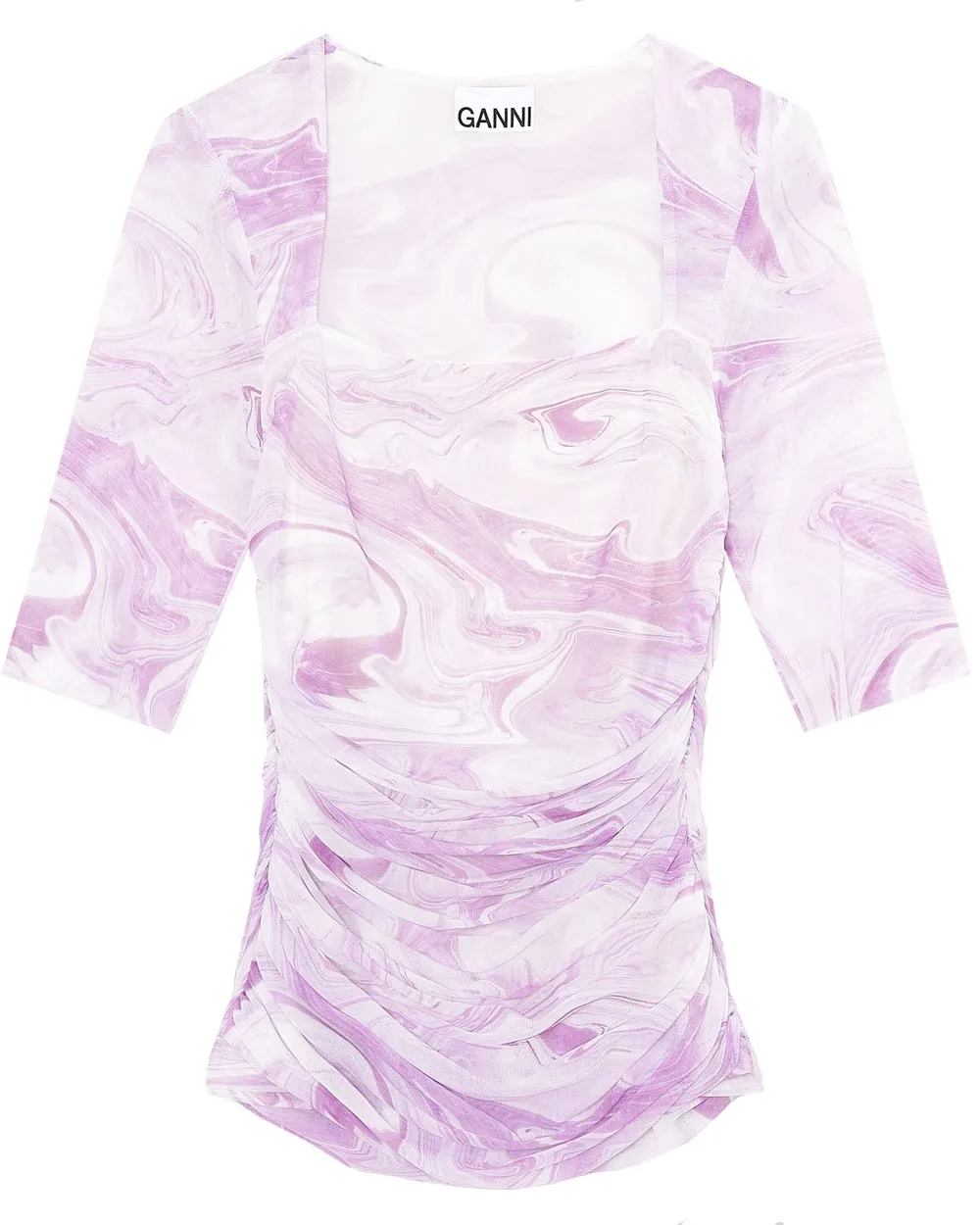 Orchid Bloom Square Neck Mesh Top