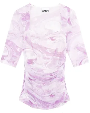 Orchid Bloom Square Neck Mesh Top