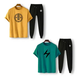 Pack of 2 Half Sleeve T-shirts with Trousers for Men's