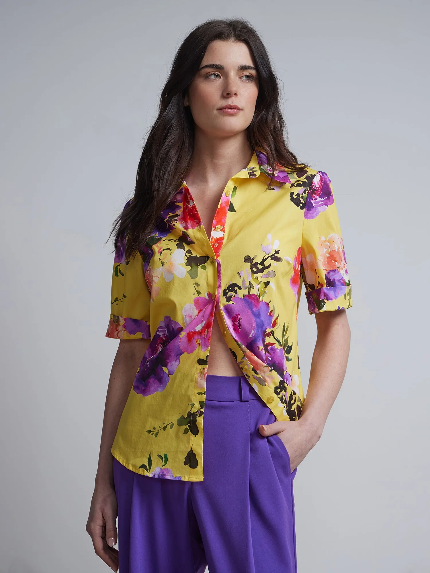 Petite Floral Button-Front - NY&C Madison Shirt®