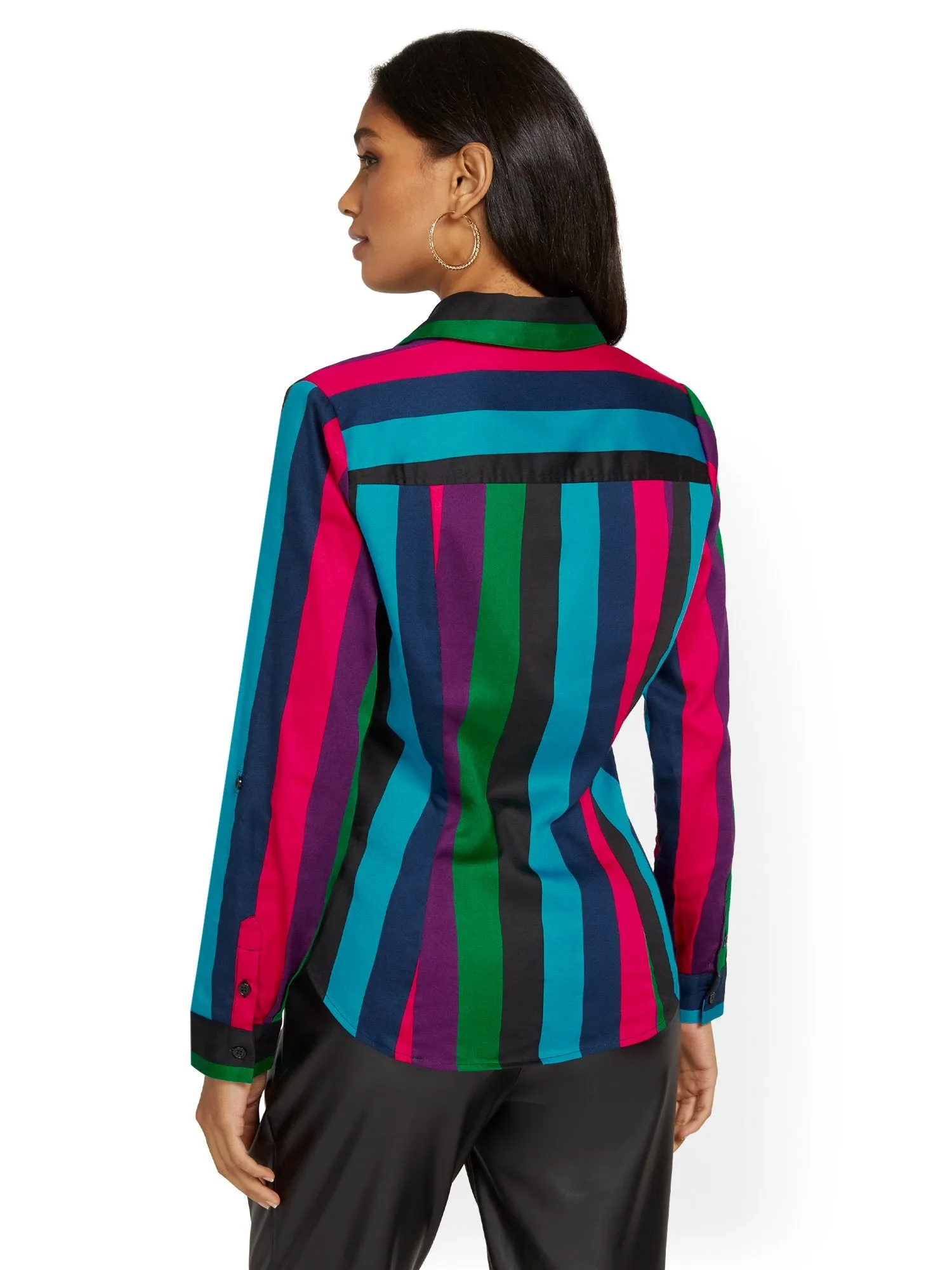 Petite Ruched-Front Madison Shirt - Striped