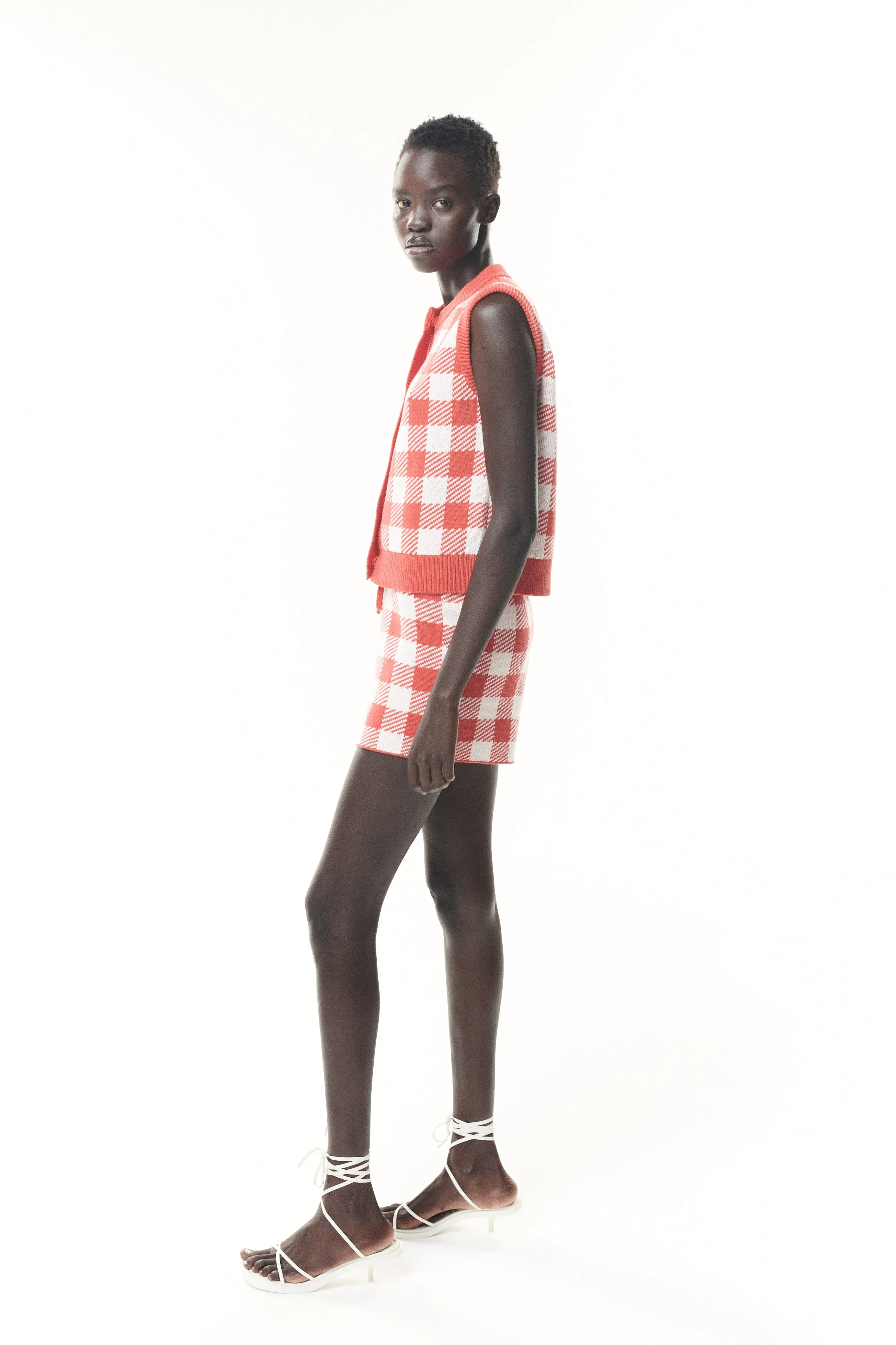 Petunia Red Gingham Knit Vest