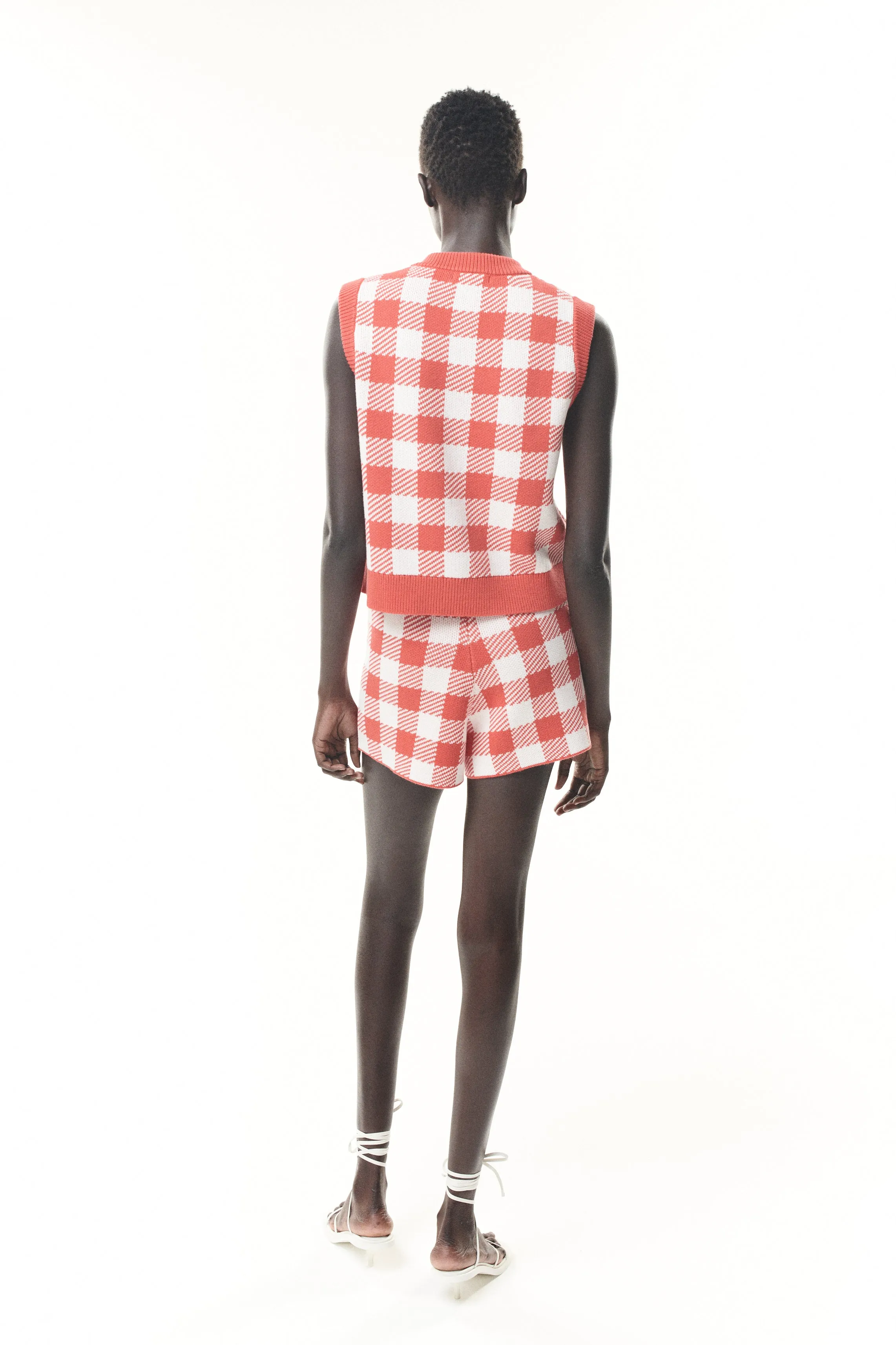 Petunia Red Gingham Knit Vest