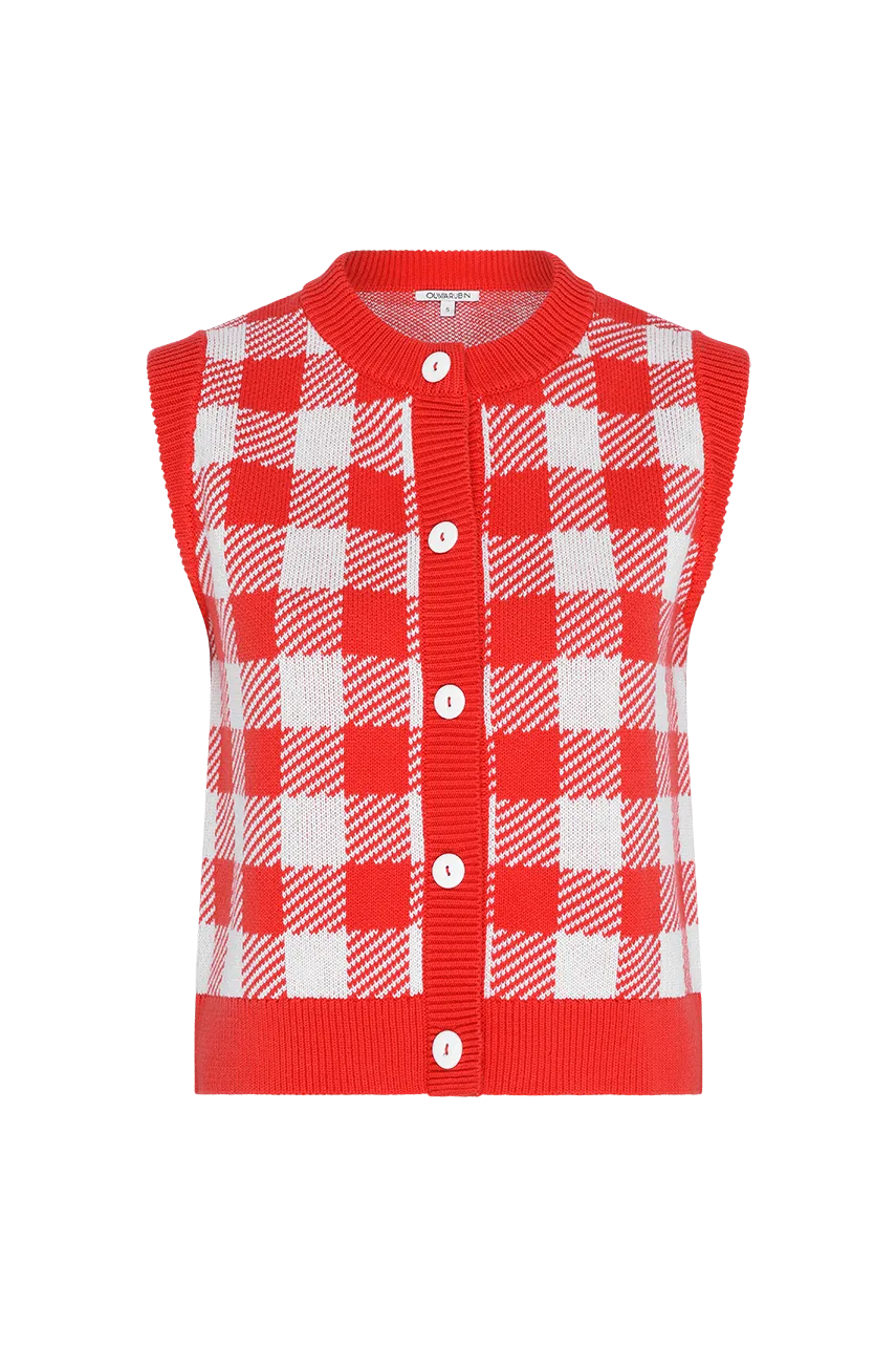 Petunia Red Gingham Knit Vest