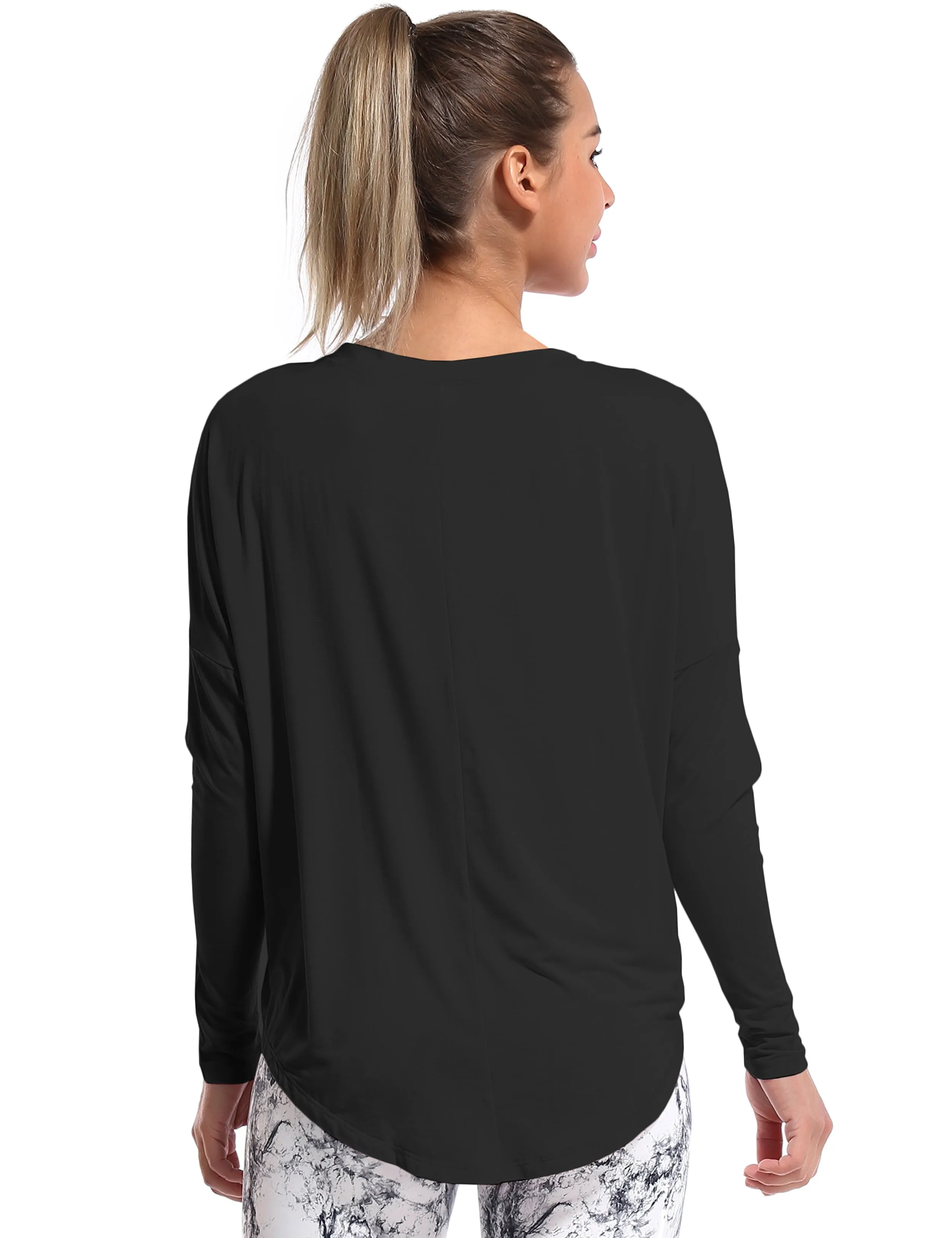 Pilates Batwing Tunic Tops black_Pilates