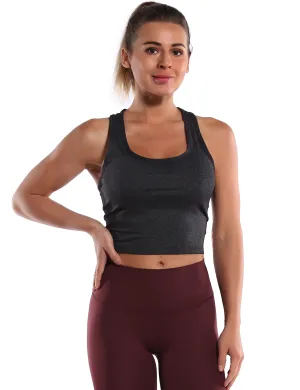 Racerback Athletic Crop Tank Tops heathercharcoal_Tall Size