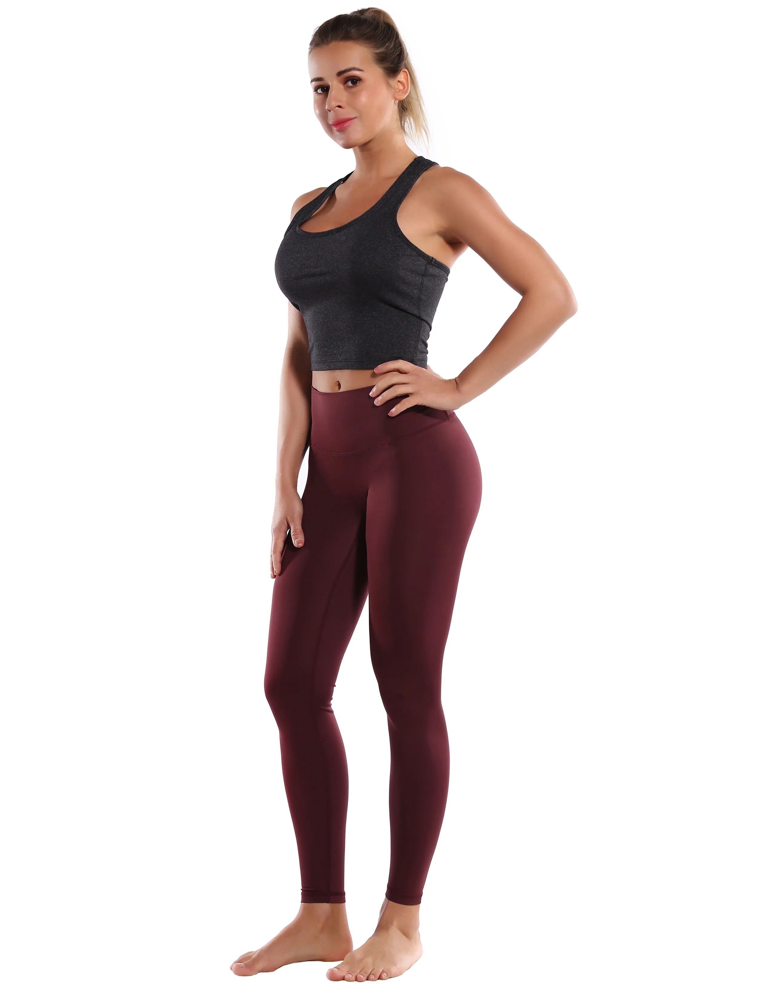 Racerback Athletic Crop Tank Tops heathercharcoal_Tall Size