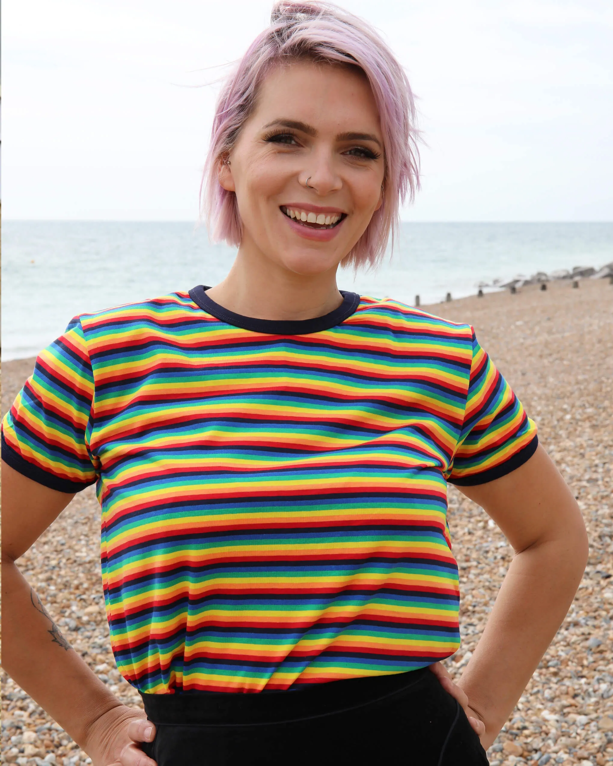Retro Rainbow Brights Repeat Striped T Shirt
