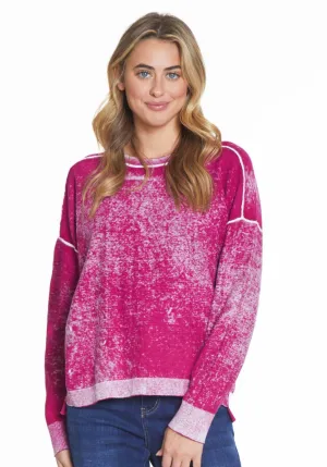 Reverse Print Sweater - Fuchsia