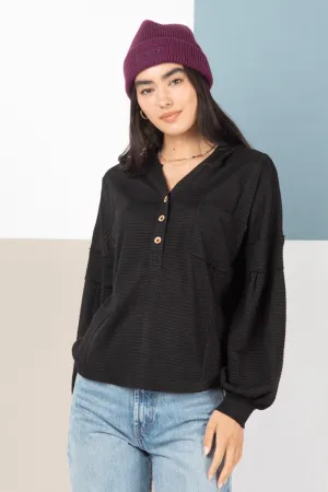 Shari Hooded Henley Top