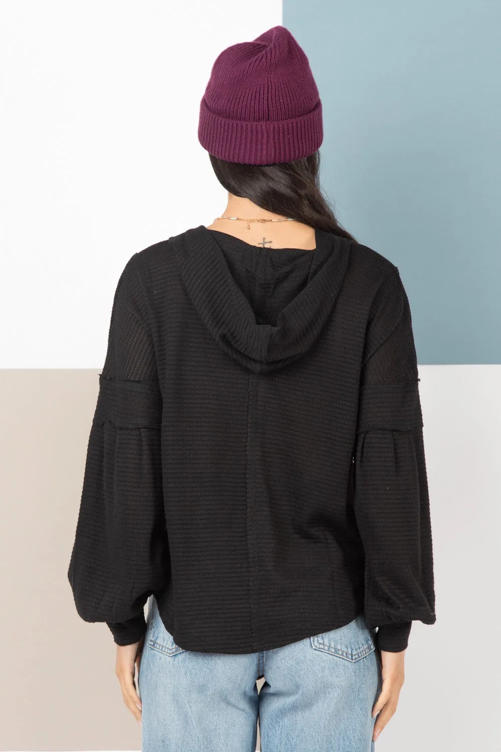 Shari Hooded Henley Top