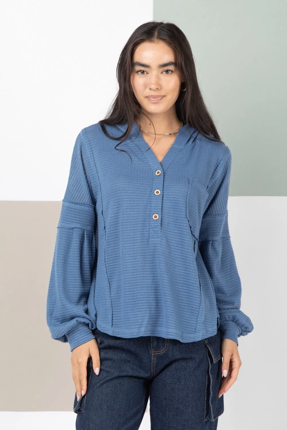 Shari Hooded Henley Top