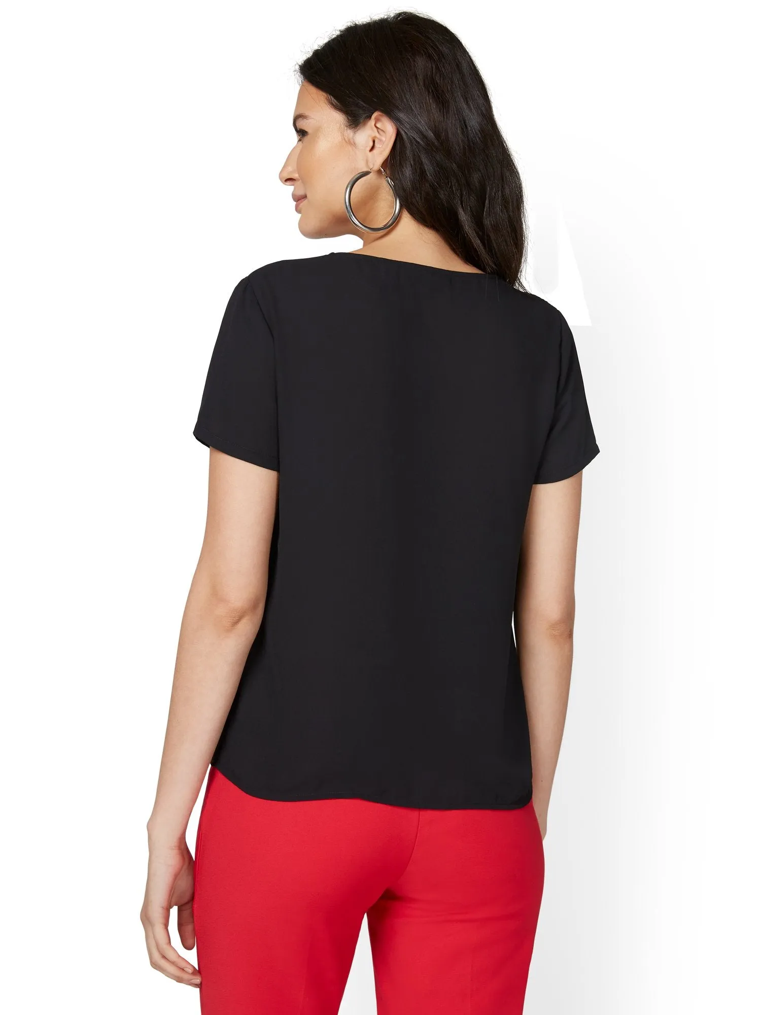 Short-Sleeve Mesh Inset Top