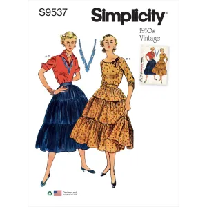 Simplicity Sewing Pattern S9537 Misses' Blouses and Skirt