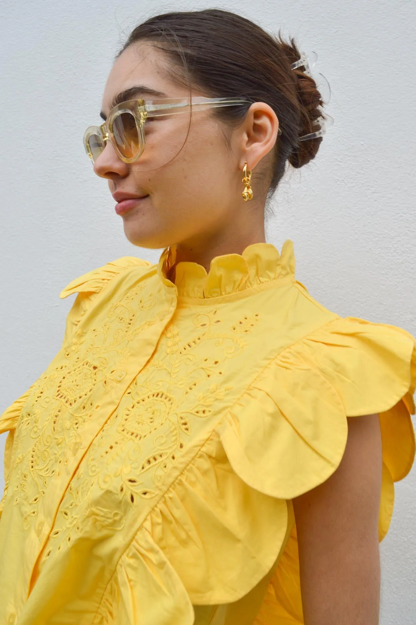 Stella Nova Embroidery Anglaise Sweet Yellow Top