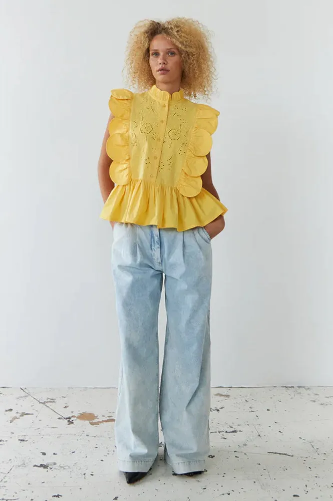 Stella Nova Embroidery Anglaise Sweet Yellow Top